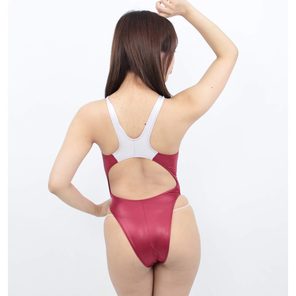 Amazon | 光沢ストレッチハーフバック競泳水着 レッド | トアミ